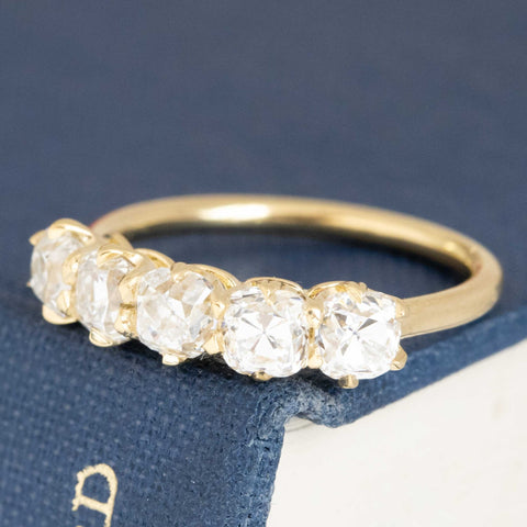 1.60ctw Old Mine Cut Diamond 5-Stone Band