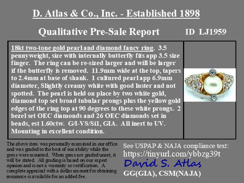 1.60ctw Vintage Pearl & Diamond Ring
