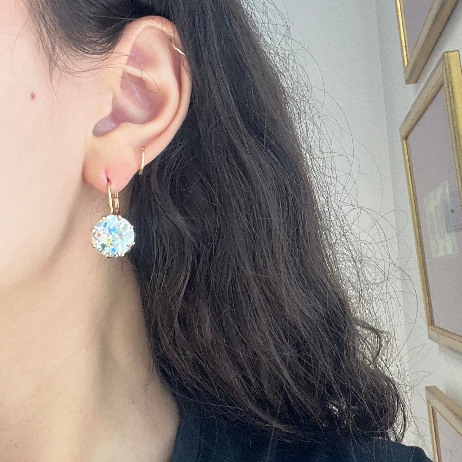 16.11ctw Old European Cut Diamond Dormeuse Earrings