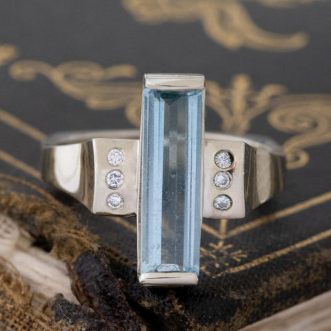 1.61ctw Aquamarine & Diamond Mod Ring