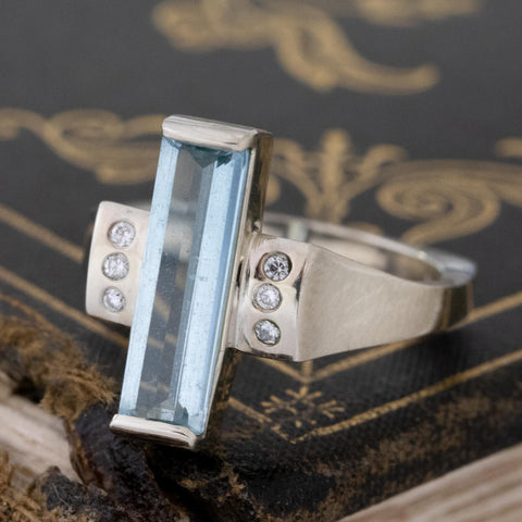 1.61ctw Aquamarine & Diamond Mod Ring