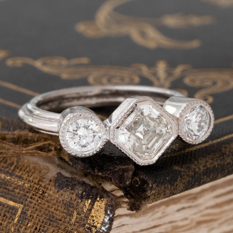 1.61ctw Emerald Diamond Trilogy Ring, GIA I VVS2