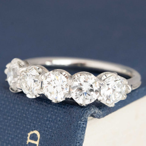 1.61ctw Old European Cut Diamond 5-Stone Band