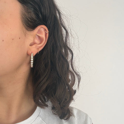 1.61ctw Old European Cut Diamond Bezel Hoop Earrings