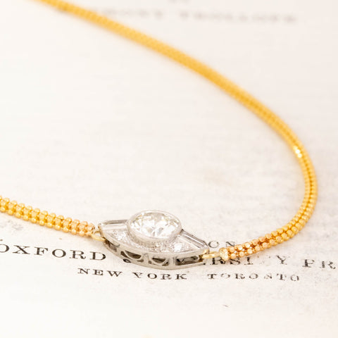 1.68ctw Old European Cut Diamond Navette Necklace