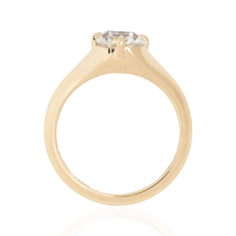 Side profile of antique-inspired cushion cut solitaire ring