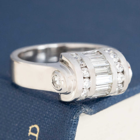 1.62ctw Art Retro Diamond Barrel Ring