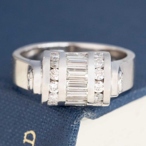 1.62ctw Art Retro Diamond Barrel Ring