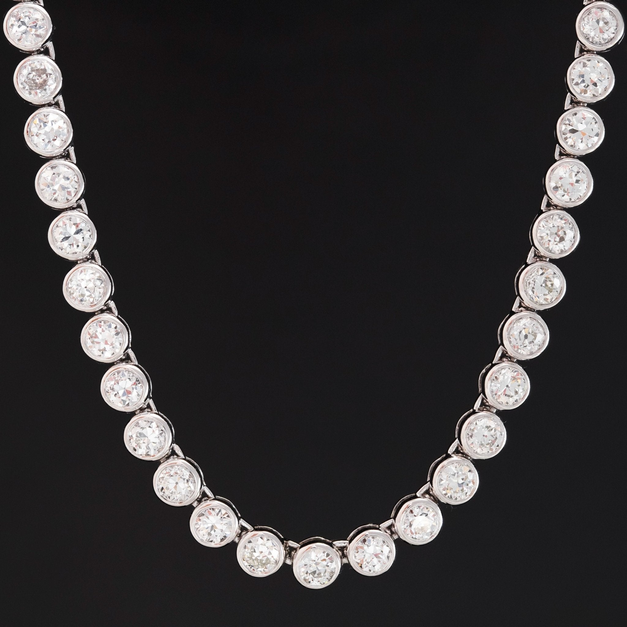 16.44ctw Old European Cut Diamond Bezel Tennis Necklace in Platinum