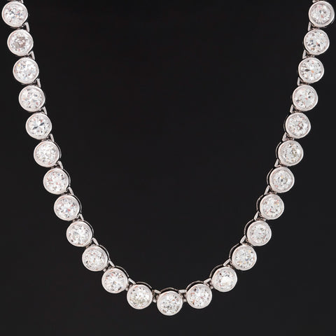 16.44ctw Old European Cut Diamond Bezel Tennis Necklace in Platinum