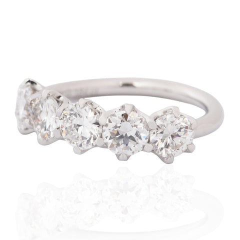 1.64ctw Old European Cut Diamond 5-Stone Band