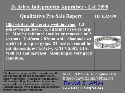 1.65ctw Diamond Eternity Band, 18kt White Gold