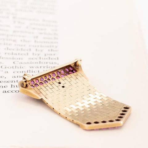 1.65ctw Diamond & Ruby Mesh Buckle Brooch