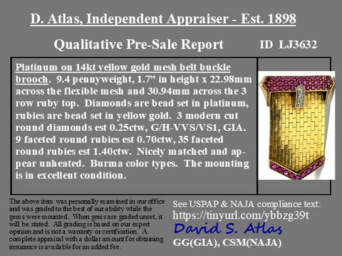 1.65ctw Diamond & Ruby Mesh Buckle Brooch