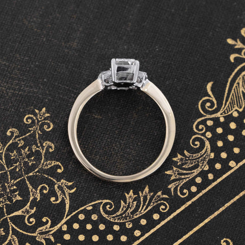 1.65ctw Elongated Step Cut Diamond Trilogy Ring, GIA E VVS2