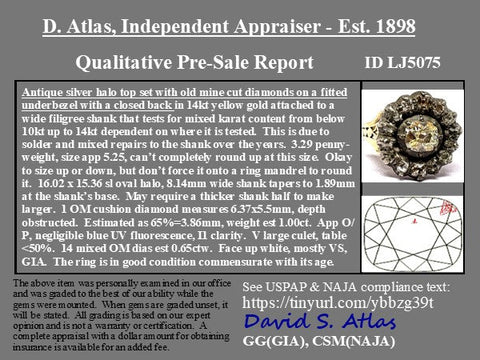 1.65ctw Georgian Old Mine Cut Diamond Collet Cluster Ring