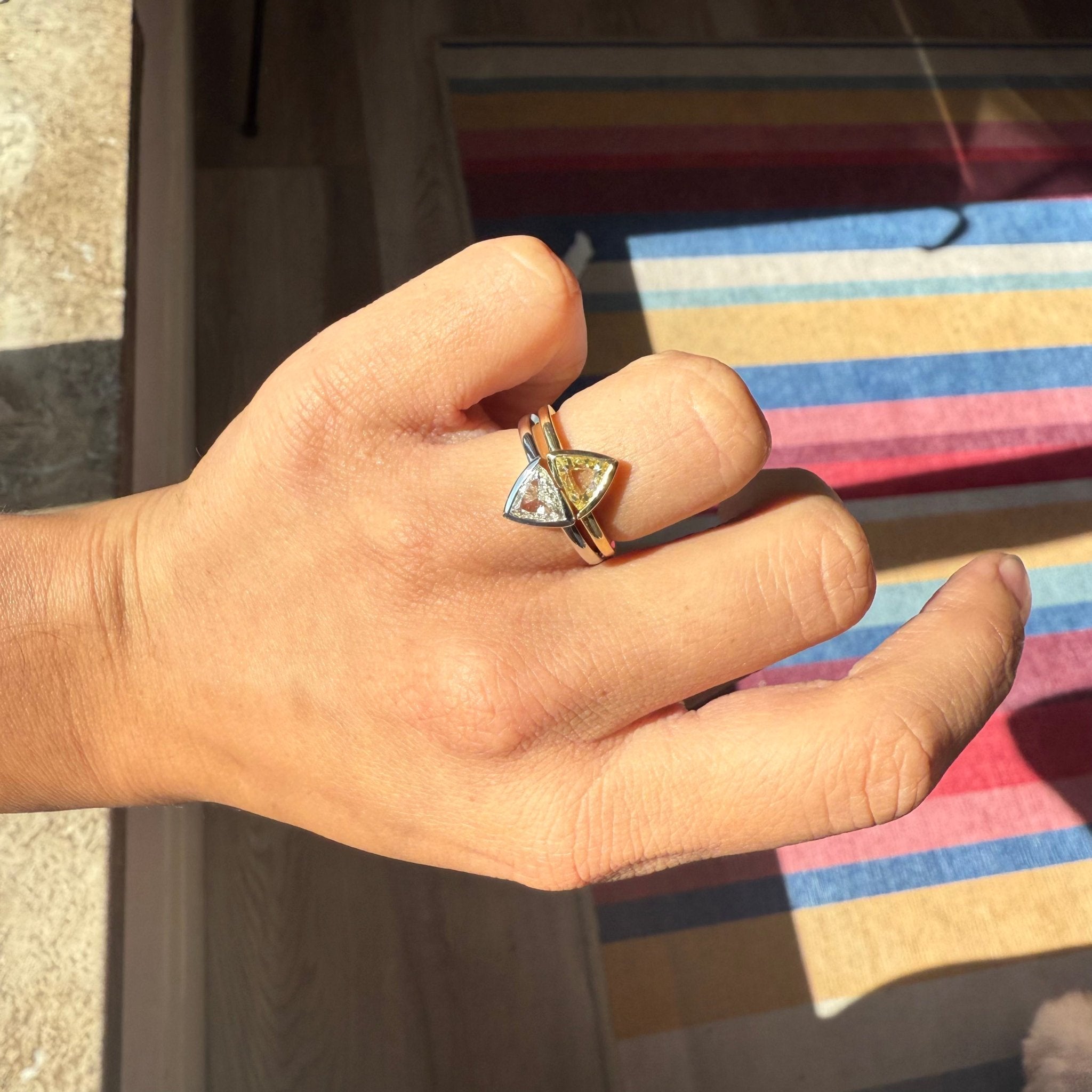 1.65ctw Triangle Cut Diamond Puzzle Ring