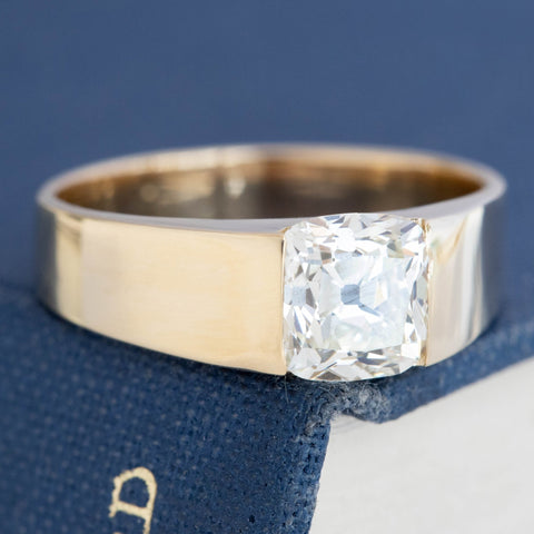 1.66ct Cushion Cut Diamond Half-Bezel Solitaire, GIA L VVS2