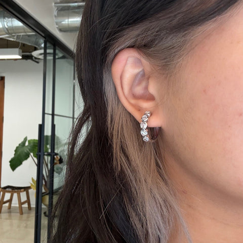 1.66ctw Rose Cut Diamond Bezel Hoop Earrings