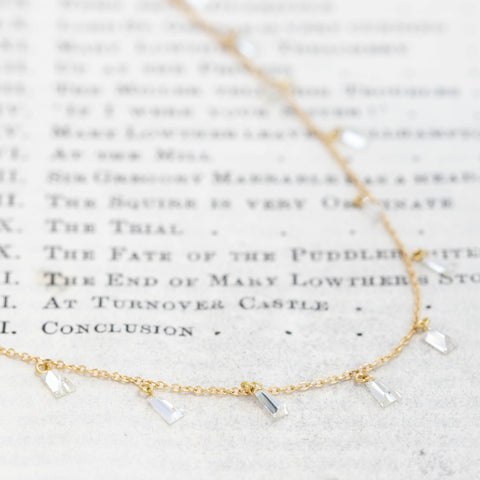 1.66ctw Tapered Baguette Cut Diamond Station Necklace