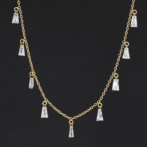 1.66ctw Tapered Baguette Cut Diamond Station Necklace