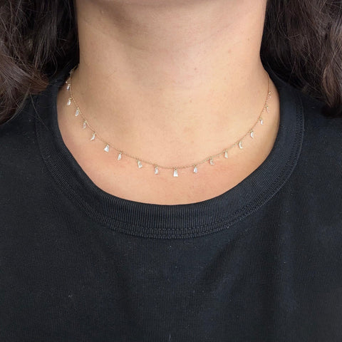 1.66ctw Tapered Baguette Cut Diamond Station Necklace