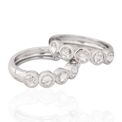 1.66ctw Rose Cut Diamond Bezel Hoop Earrings