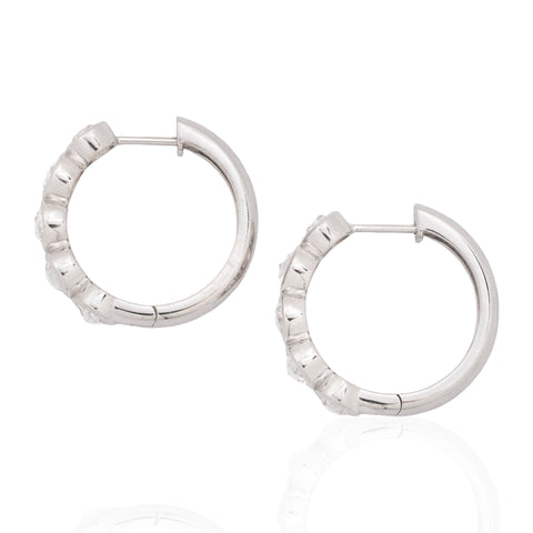 1.66ctw Rose Cut Diamond Bezel Hoop Earrings