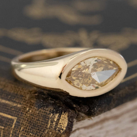 1.67ct Marquise Cut Diamond Bezel Ring, GIA