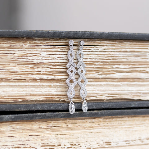1.67ctw Art Deco Briolette Diamond Drop Earrings
