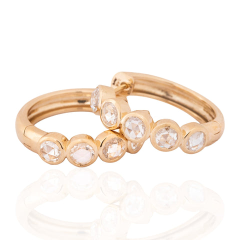 1.67ctw Rose Cut Diamond Bezel Hoop Earrings