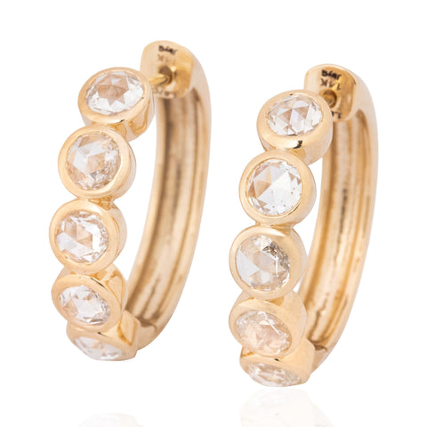 1.67ctw Rose Cut Diamond Bezel Hoop Earrings