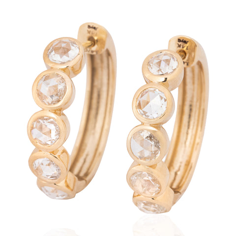 1.67ctw Rose Cut Diamond Bezel Hoop Earrings