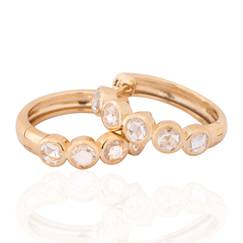 1.67ctw Rose Cut Diamond Bezel Hoop Earrings