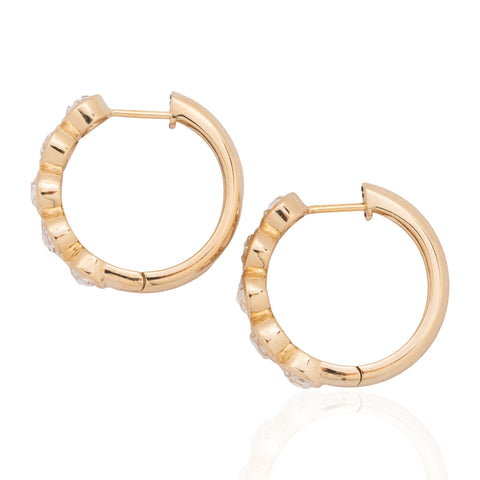 1.67ctw Rose Cut Diamond Bezel Hoop Earrings