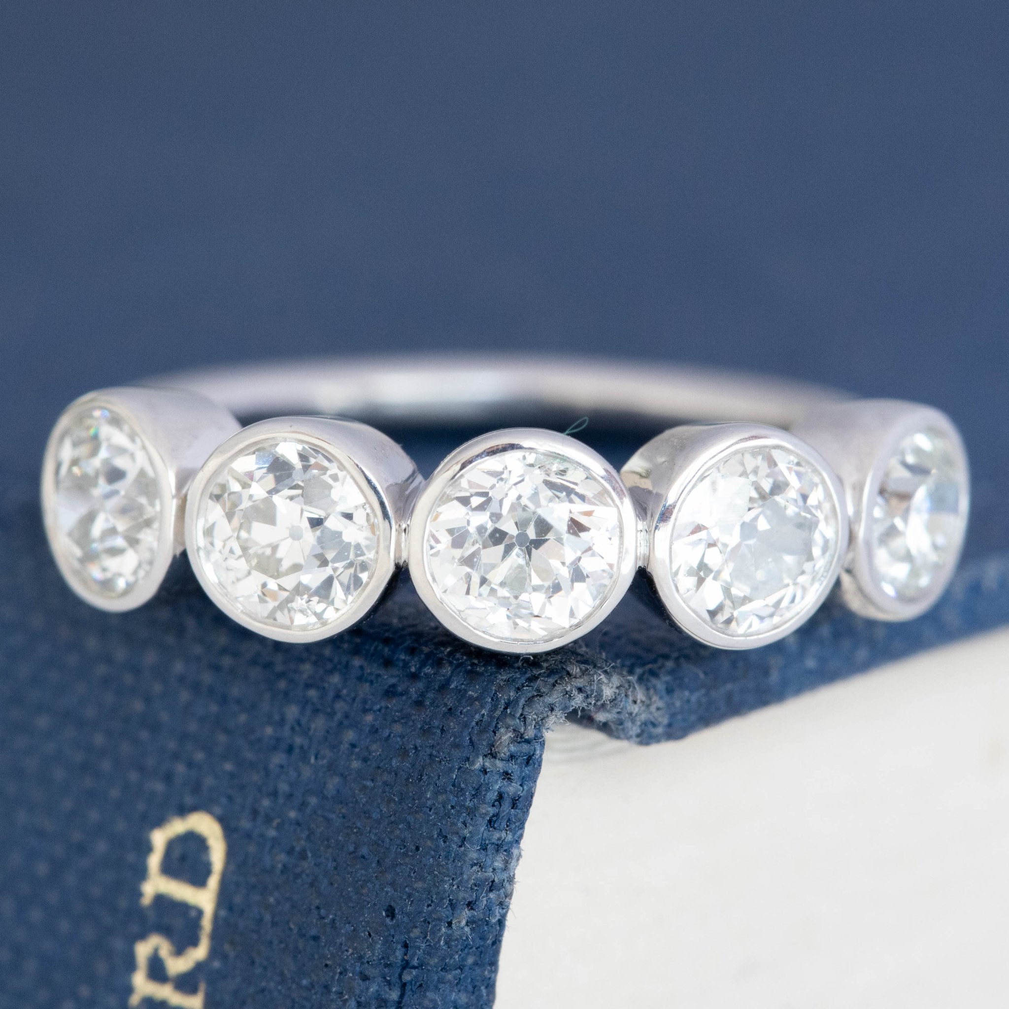 1.68ctw Old European Cut Diamond 5-Stone Bezel Band