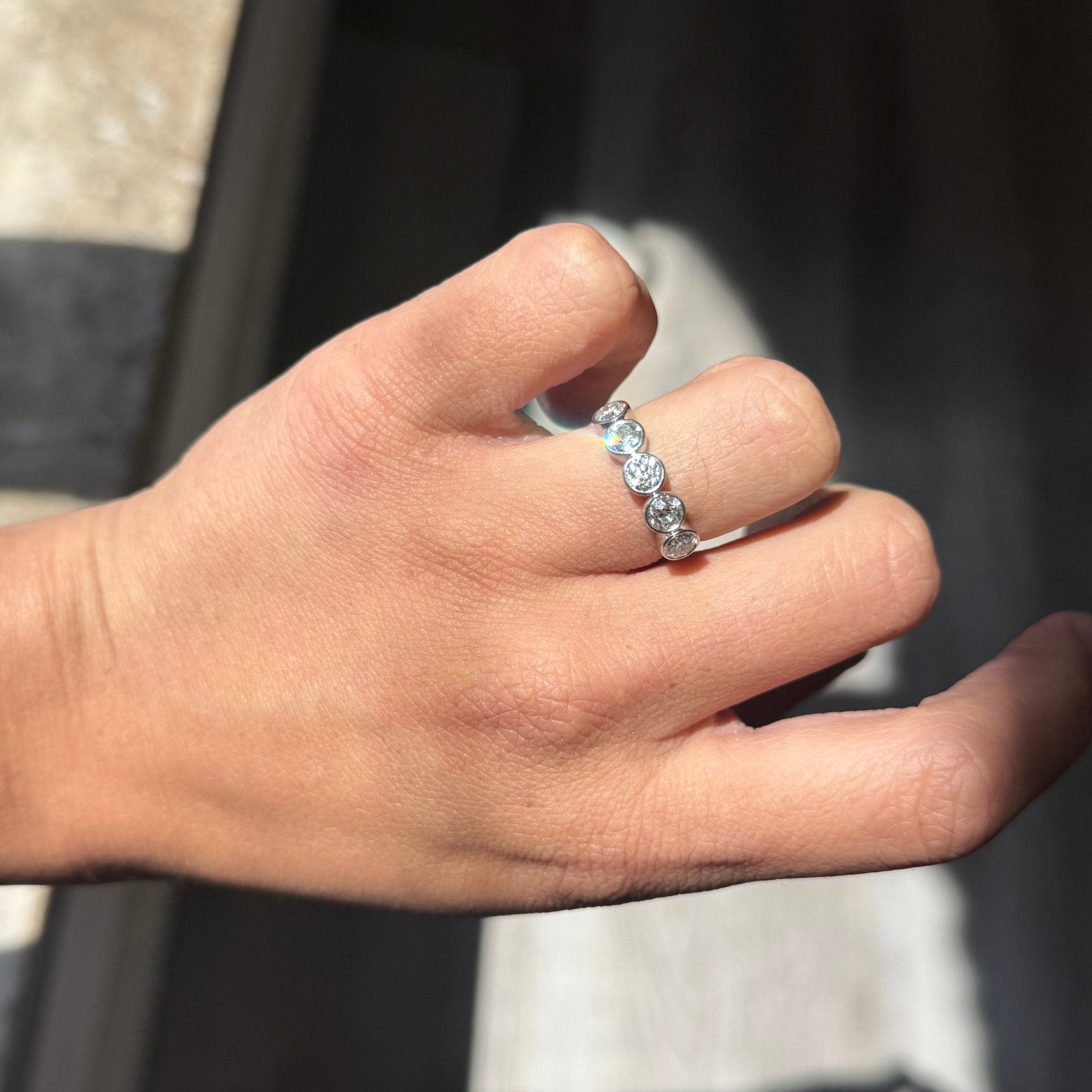1.68ctw Old European Cut Diamond 5-Stone Bezel Band