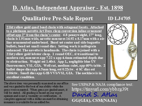 1.68ctw Old European Cut Diamond Navette Necklace