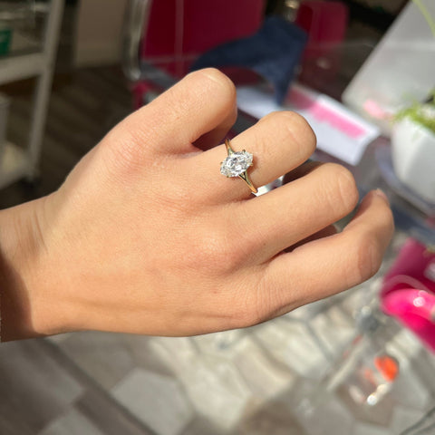 1.69ct Antique Moval Cut Diamond Solitaire