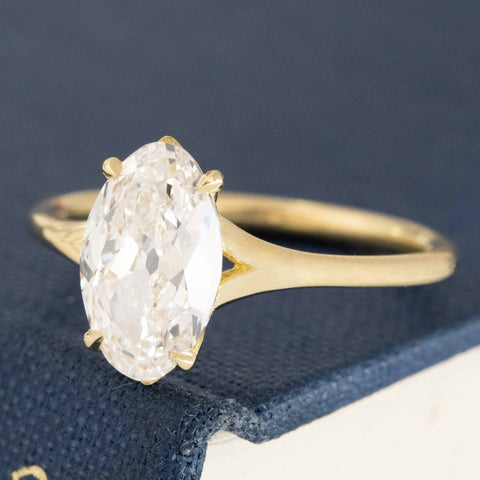 1.69ct Antique Moval Cut Diamond Solitaire