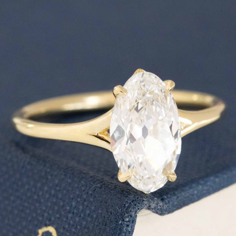 1.69ct Antique Moval Cut Diamond Solitaire