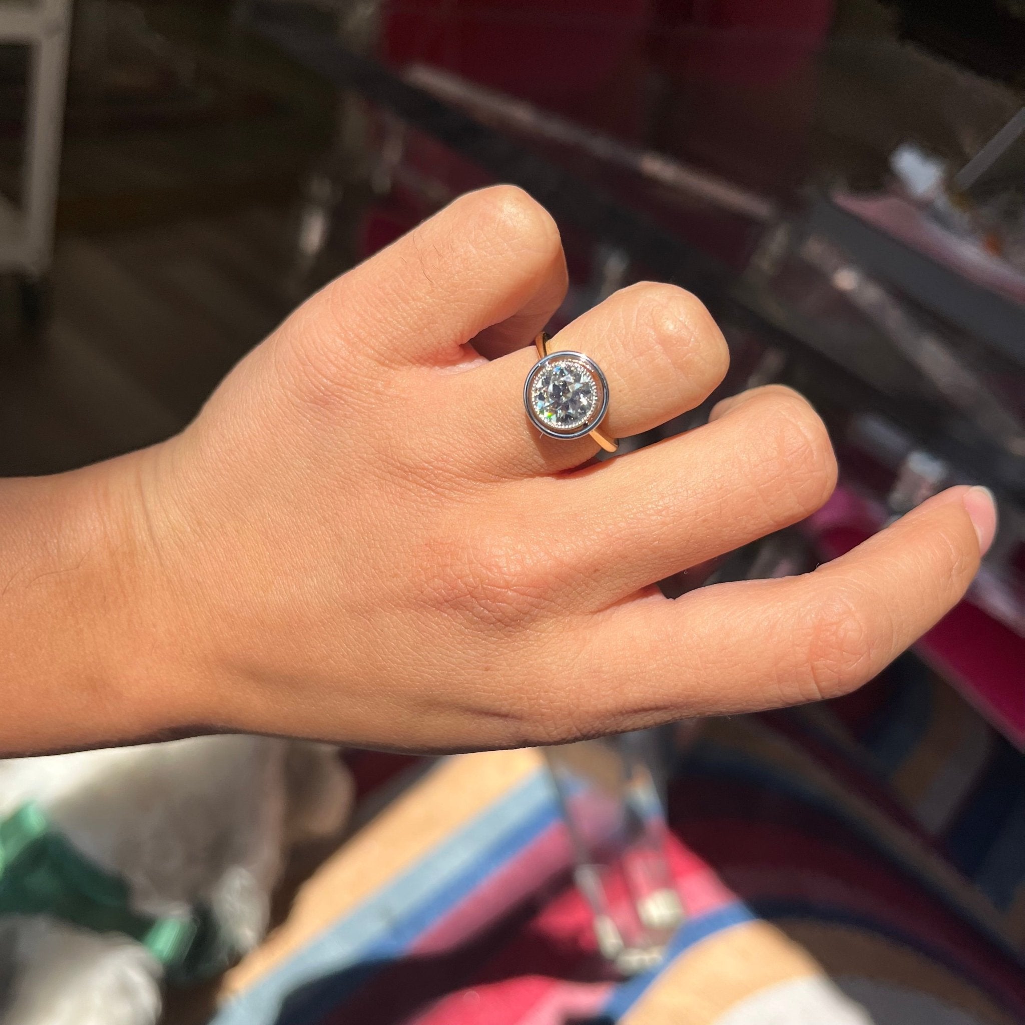 1.69ct Old European Cut Diamond Airline Bezel Solitaire, GIA