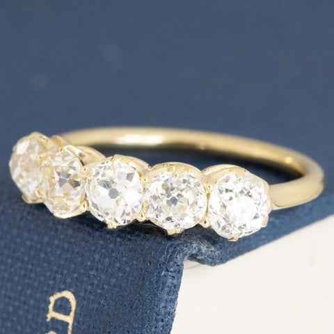 1.69ctw Old European Cut Diamond 5-Stone Half-Hoop Band