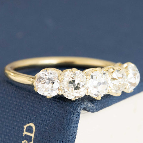 1.69ctw Old European Cut Diamond 5-Stone Half-Hoop Band
