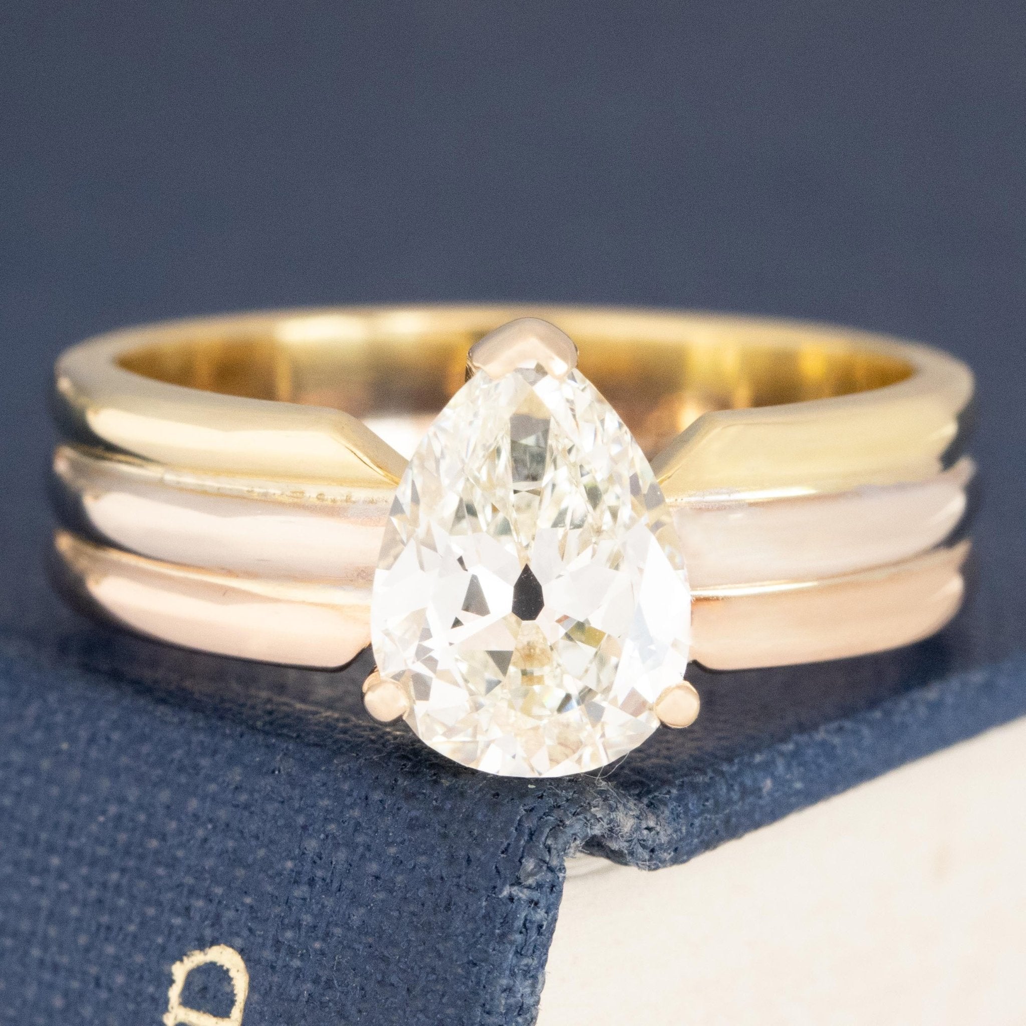 1.70ct Pear Cut Diamond Tritone Solitaire GIA