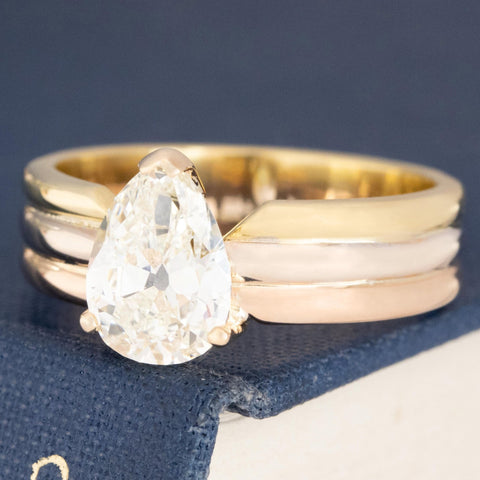 1.70ct Pear Cut Diamond Tritone Solitaire GIA
