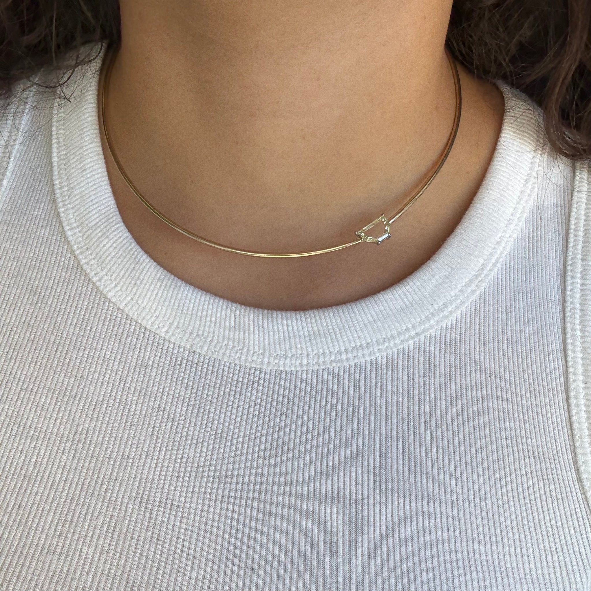 1.70ct Shield Portrait Cut Diamond Collar Necklace, GIA Fancy Light Yellow