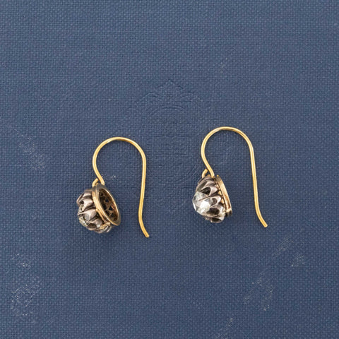 1.70ctw Antique Old Mine Cut Diamond Collet Drop Earrings