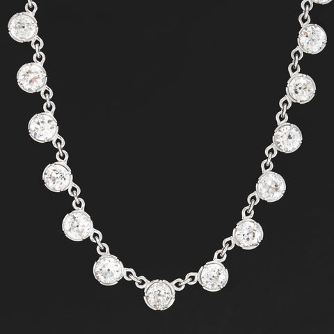 17.12ctw Old European Cut Diamond Riviere/Tennis Necklace