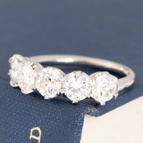 1.71ctw Old European Cut Diamond 5-Stone Band